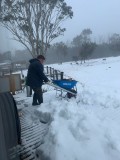 Fetching wood in the snow