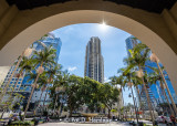 Skyline under arch