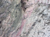 Pink streaks in the cave - iron oxide (we assume)