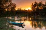 Blue Boat Sunset