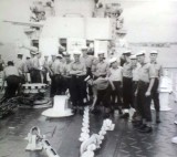 1956-57 - RAMON RIGG, GANGES BOYS ON HMS SUPERBS FOCASTLE, ANCHORED OFF SHOTLEY..jpg