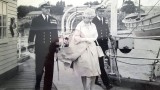 1961 The Queens visit. With Captain J.R. Gower. DSC and Commander T.S. Trick DSC