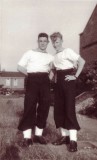 1958, 10TH JUNE - DAVE PARRY, 14 RECR., HAWKE, 47 MESS, 242 CLASS, PO TEL, ANSTEY, MYSELF AND DAVE ROBERTS, BOTH BADGE BOYS