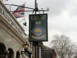 UNDATED - ERIC HOLMWOOD, JOINED GANGES MAY 1970, THE ELPEPHANT PUBs SIGN IN FAVERSHAM, KENT.jpg