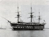 1899 - HMS GANGES OFF HARWICH WITH AN AWNING UP, FROM THE PARENTS DAY PROGRAMME OF 1965.jpg