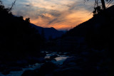 The Merced River at sunset at El Portal