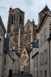 Bourges; the cathedral viewed from the streets. 
