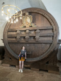 A large wine barrel