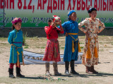 Young spectators at the archery practice rounds, Ulaanbaatar, Mongolia