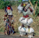 Nyawu dancers at the roadside in Malawi, Central Africa
