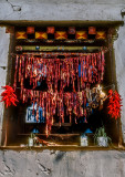 Offal meats and chillies drying, Bhutan