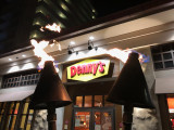 Tiki Torches in front of the Dennys in Waikiki