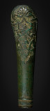 Decorated copper alloy handle 67mm, with the Rurikid interlace design and gilding on stamped circular punch decoration. Ukraine