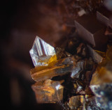 Anglesite, 1 mm, with cerussite and fluorite, Hilton Mine, Scordale, Cumbria