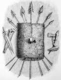 Ratzel's illustration (in Volkerkunde) of Fang weapons after du Chaillu