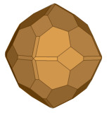 Model of andradite crystal, reportedly from Huanggang showing tetrahexahedron with dodecahedron and trapezohedron.