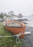 Red Boat in the Fog, Peggys Cove, Nova Scotia