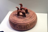 Pyxis (jewelry box) decorated with horses mid 8th c. BCE - Greece, Middle Geometric period - 4173