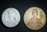Relief of Tyche, 582 CE, Horvat Tinchemet near Shoham - Mosaic of Tyche from a shop floor, 6th c. CE, Beth Sheam - 4232