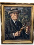 Self-Portrait with Hat and Brushes (ca. 1935) - Vladas Eidukevicius - 9087