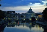 Basilica di San Pietro and Tiber River at dusk, view from Ponte Umberto I - 1690