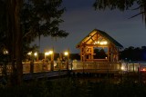 Wilderness Lodge docks at night