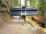 80 Kgs of water pipe. Carried for 8 days on this mans back.