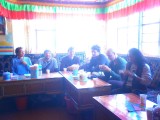 Kate, Me, Ryan, Perry, Jaco, Kozu having lunch on the way to Lhasa.