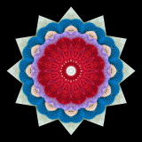 Kaleidoscope created with a picture of artfully knitted patches