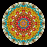 Kaleidoscope created with a picture of a hand-made handbag decorated with textile artwork