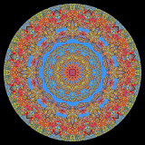 Kaleidoscope created with part of a tree with colored leaves in October