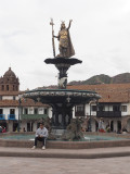 Statue of Emperor Pacahchutec in the Paza de Armas, Cusco