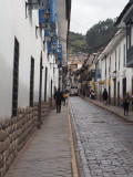 Road with blue balconies, Cusco