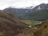 View of the Sacred Valley and trail to the Maras Salt Flats