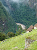 Looking down at the Urubamba river from Machu Picchu