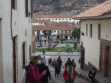 Narrow road leading to the Plaza de Armas in Cusco