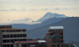 Snow capped mountain seen from hotel room in Cusco