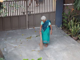 Cleaning the yard in Madipakkam