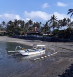 The beach at Bali Santi Bungalows. Candi Dasa