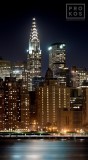 Chrysler Building and Manhattan Night Panorama - Vertical