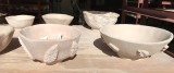 hand built bowls with embossed leaves.