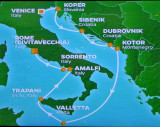Television picture of our cruise itinerary on the Azamara Pursuit