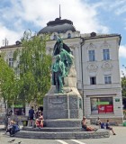 Statue of Slovenias national poet, France Preseren, in the town square of Ljubljana