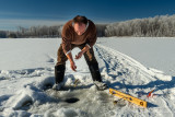 Ice fishing, in the Blue Hills