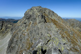 On the way back from Hruby Peak 2428m, view along its southern ridge towards the summit, Tatra NP