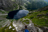 Looking down on Black Lake under Rysy from the way to Upper Bialczanska Pass