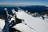 View towards the middle 4015m and Il Roc 4026m eastern summits of Gran Paradiso from Madonna summit 4052m 