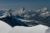 Close-up on Matterhorn 4478m from Lyskamm West summit 4481m