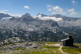 View towards Hallstatt Glacier and Hoher Dachstein 2995m behind, Krippenstein