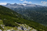 View towards Hallstatt Glacier and Hoher Dachstein 2995m behind, Krippenstein